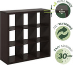 Furinno Cubicle Book Shelf, 9-Cube Bookshelf, Triple Thick Frame Cube Storage - Image 4