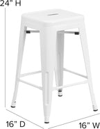 Flash Furniture Lily 4 Pack Commercial Grade 24" High Backless White Metal - Image 3