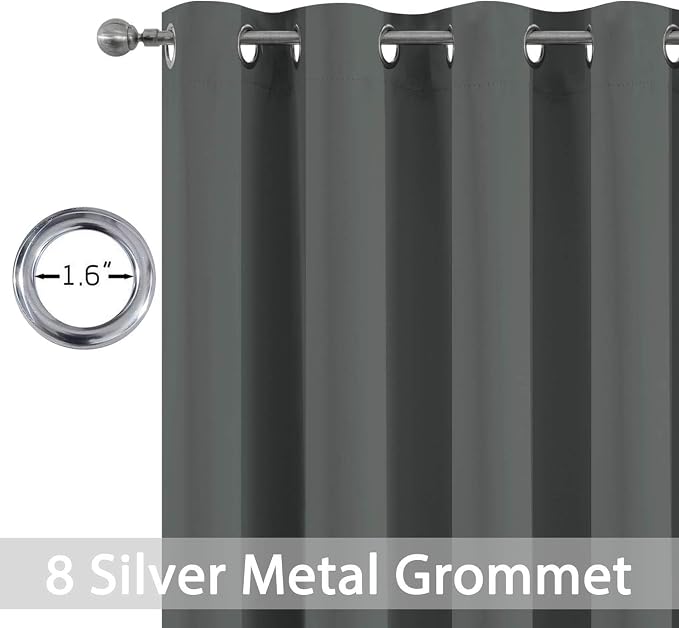 Yakamok Room Darkening Curtains 52x90 inch Length Dark Grey-Living Room | 2 - Image 3