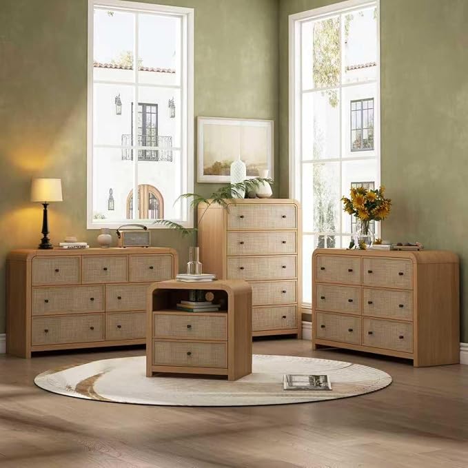 Oak&Sparrow Rattan Nightstand, 23.6'' Rattan End Table - Image 3