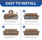 Stretch Couch Covers for Sofa, 3 Cushion Couch Slipcover, Camel | 1-Piece - Image 6
