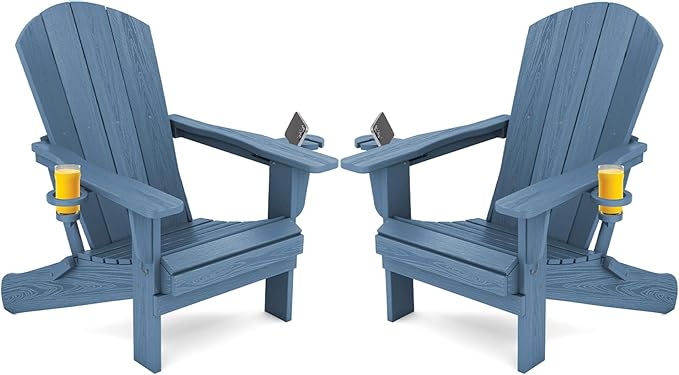 SERWALL Folding Adirondack Chair, HDPE Adirondack Chairs Set of 2, Plastic by SERWALL