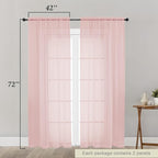 Blush Sheer Curtain for Bedroom Living Room 72 Inches Long 2 Panels Set - Image 2