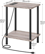 HOOBRO Side Table with Charging Station, End Table with USB Ports and Outlet - Image 3