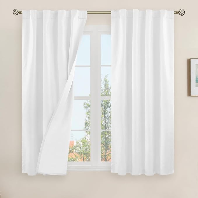 54 Inch Natural 100% Blackout Linen Curtains by LAMIT