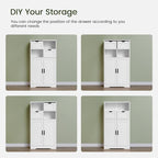 Iwell Bathroom Cabinet with Doors and Drawers, Freestanding Bathroom Storage - Image 6