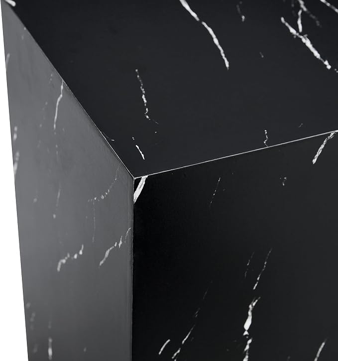 16'' Cube Coffee Table with Marble Stone Pattern, Square No Assembly End Table - Image 7