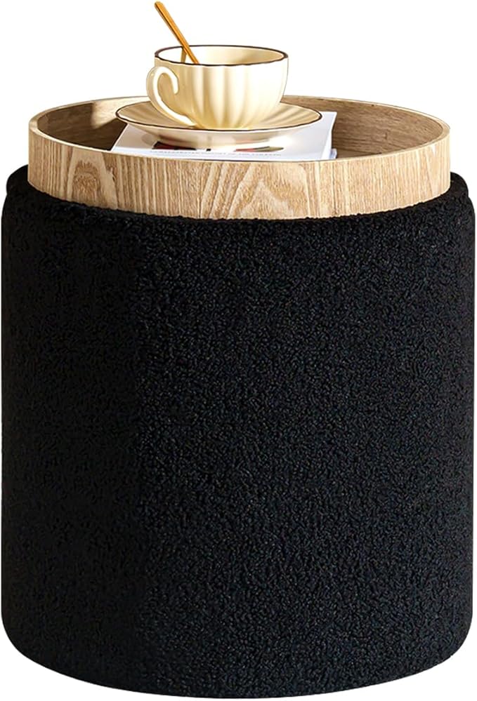 PINPLUS Storage Ottoman Round Boucle Ottoman by PINPLUS