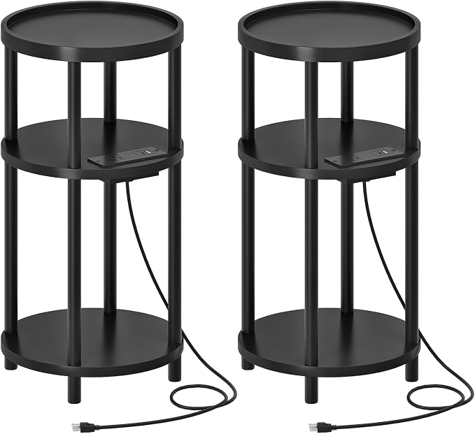 HOOBRO Set of 2 Small Round Side Tables by HOOBRO