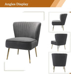 HULALA HOME Velvet Accent Chair, Modern Upholstered Cute Side Chair - Image 3