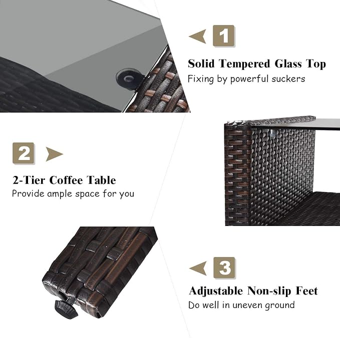 Tangkula 4 Piece Patio Furniture Set, Outdoor Wicker Conversation Set - Image 8