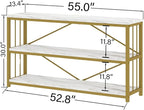 LVB White 3 Tier Console Table, Modern Faux Marble Gold Sofa Entryway Table - Image 2