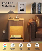 Akxomel Fluted Nightstands Set of 2, Wooden Night Stand - Image 5