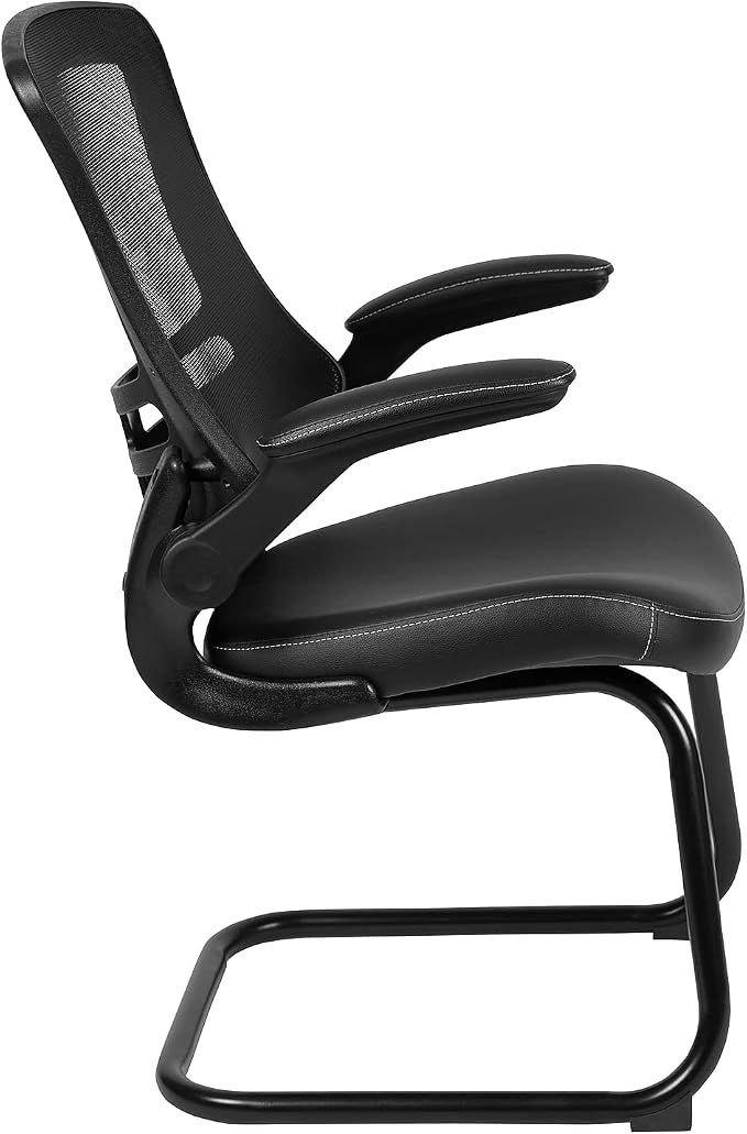 Flash Furniture Kelista Black Mesh Sled Base Side Reception Chair - Image 7