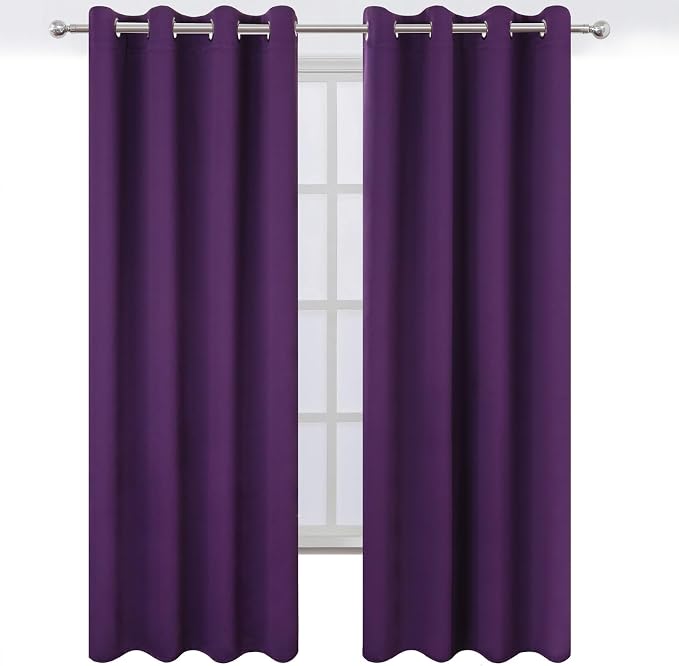 Blackout Curtains 52 x 120 Inch Long Purple Curtains Set of 2 Panels Room - Image 2