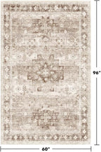 Washable Neutral Farmhouse Living Room Rug, 5x8 Area Rugs - Image 2