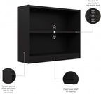 Bush Home Small 2 Shelf Bookcase, 2 Tier Bookshelf Storage Cabinet - Image 6