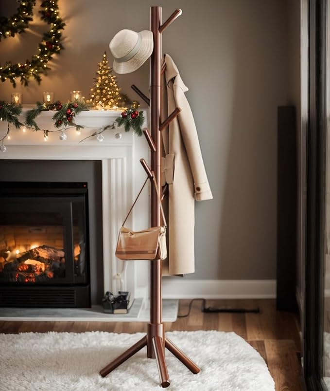 Pipishell Sturdy Wooden Coat Tree - Image 8