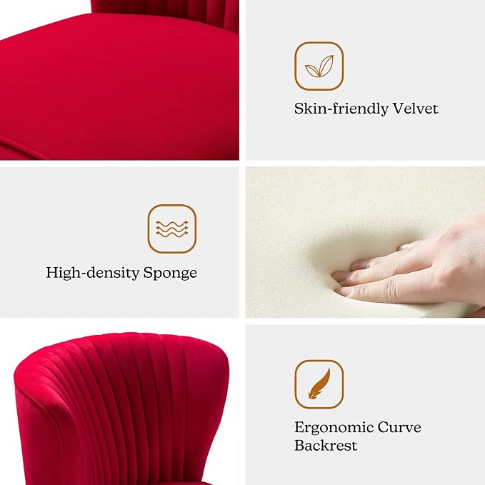 HULALA HOME Velvet Accent Chair, Modern Upholstered Cute Side Chair - Image 5