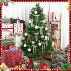 51 Pcs Christmas Velvet Ornaments 15 Pcs Christmas Tree Decor Balls 3.14" 36 Pcs Velvet Vintage Ribbon Bows 5/8" Wide 6 * 8" for Xmas Tree Hanging Decorations Home Indoor Decor (Three Colors) - Image 6