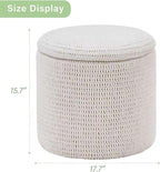 Wimarsbon Pouf Ottoman, 100% Cotton Knitted Boho Footstool, Round Footrest - Image 3