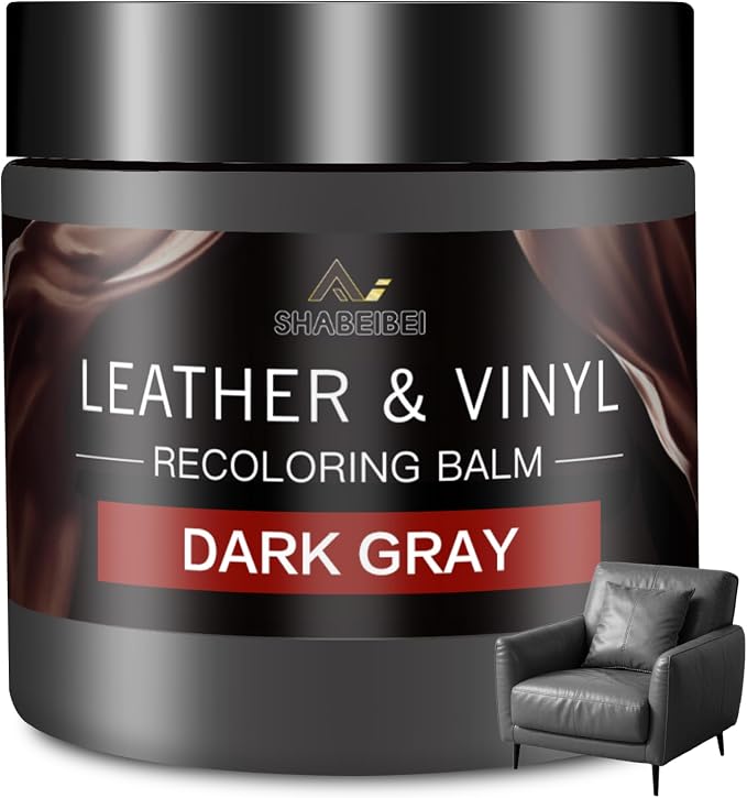 Leather Recoloring Balm and Scratch Repair Kit, Dark Gray Leather Restorer by SHABEIBEI