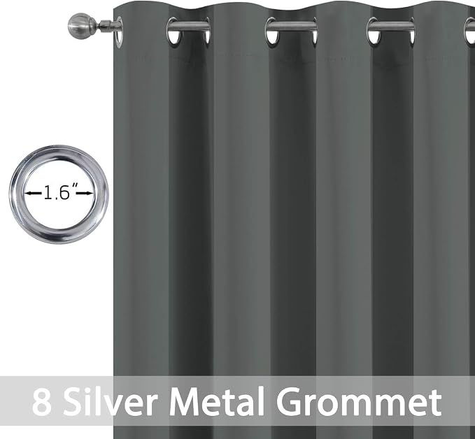 Yakamok Room Darkening Curtains 52x72 inch Length Dark Grey-Living Room | 2 - Image 4