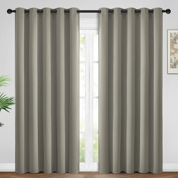 Yakamok Room Darkening Curtains 62x84 inch Length Taupe-Living Room | 2 panels by Yakamok