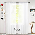 SpaceDresser Sheer White Curtains 4 Panels Rod Pocket Semi-Sheer Curtain 54 - Image 2