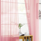 SpaceDresser Sheer Blush Curtains 4 Panels Rod Pocket Semi-Sheer Curtain 72 - Image 5