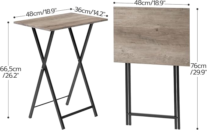 HOOBRO Folding TV Tray Tables, Industrial Snack Tables - Image 3