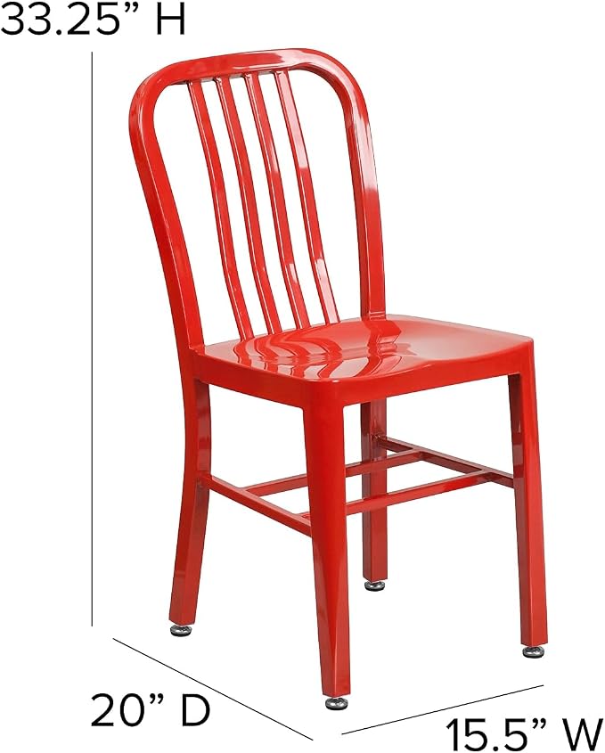 Flash Furniture Commercial Grade Red Metal Indoor-Outdoor Chair - Image 3