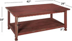 Rustic Rectangluar Coffee Table w/ 1 Shelf, Distressed Finish, Farmhouse Style - Image 3