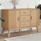 Scandinavian Style Sideboard Brown Solid Pine Wood 45 Inch Wide Sideboard by Unknown
