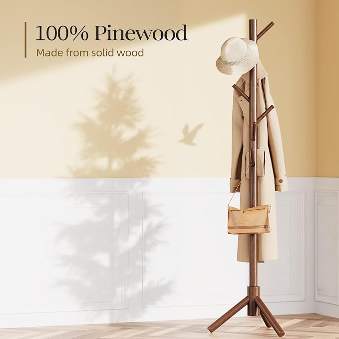 Pipishell Sturdy Wooden Coat Tree - Image 4