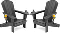 SERWALL Foldable Adirondack Chair Set of 2, HDPE Adirondack Chair by SERWALL