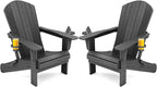 SERWALL Foldable Adirondack Chair Set of 2, HDPE Adirondack Chair by SERWALL