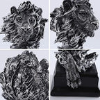 H&W Sandstone Lion Figurines, The King of Beasts, Statue Decoration, Silver - Image 3