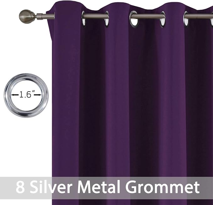 Yakamok Room Darkening Curtains 52x45 inch Length Purple-Living Room | 2 panels - Image 2