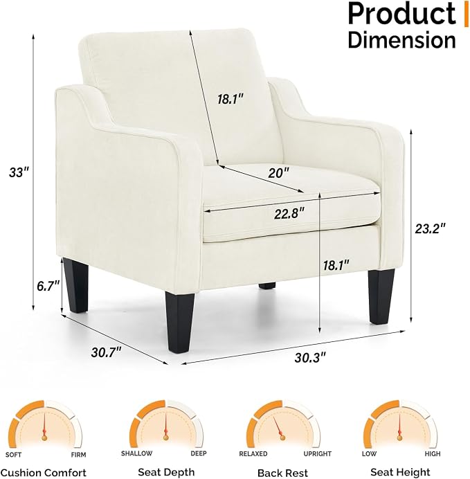 VINGLI Mid Century Modern Accent Chairs - Image 2