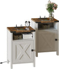 Fameill Farmhouse End Tables Set of 2, Nightstands by Fameill