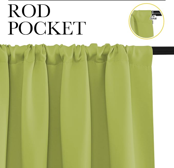 NICETOWN Blackout Curtains for Bedroom, Fresh Green, 1 Pair, 70 by 63-inch - Image 2