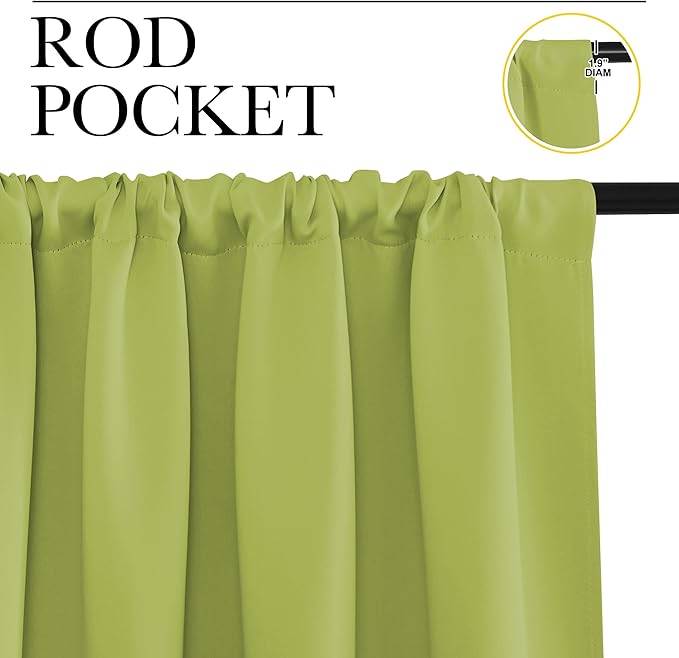 NICETOWN Kitchen Curtains, Short Blackout Curtains & Drapes, Fresh Green - Image 2