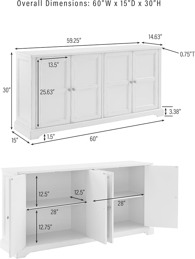 Crosley Furniture Holbrook Traditional Sideboard Buffet Cabinet, Kitchen Storage - Image 7