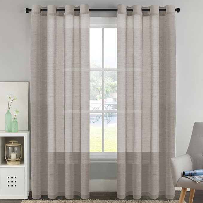H.VERSAILTEX Linen Curtains Flax Linen Blended Curtain Panels by HVERSAILTEX