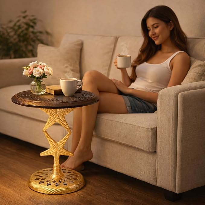 Side Tables-Hand Carved Vintage Boho Folding End Tables - Image 6