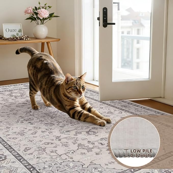 10x14 Area Rugs Living Room: Bedroom Washable Carpet Beige & Grey | Large - Image 9