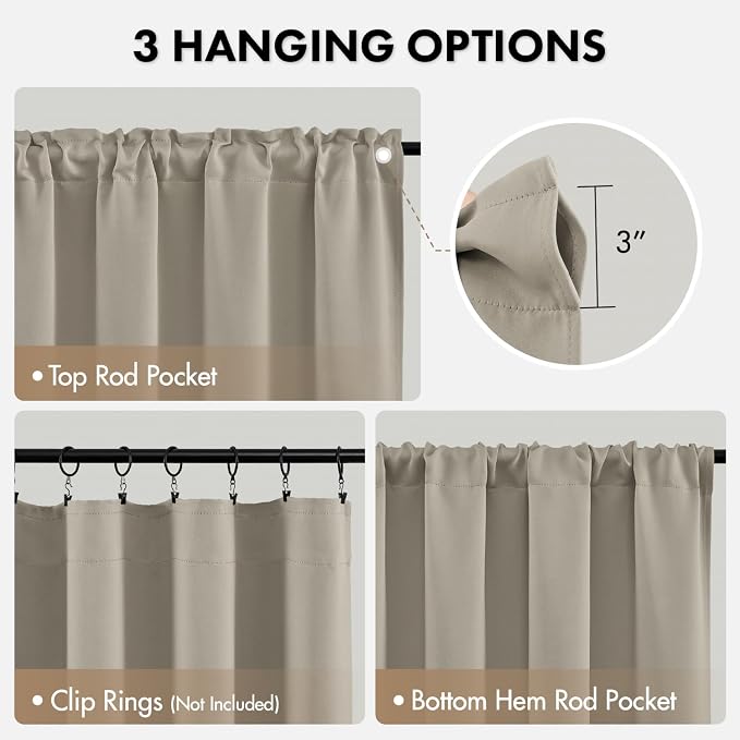 MIULEE Cobblestone Blackout Curtains 4 Panels Set 72 Inch Length Bedroom | - Image 7