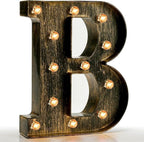 Pooqla Vintage Light Up Marquee Letters with Lights – Illuminated Industrial Style Lighted Alphabet Letter Signs - Coffee Bar Apartment Bedroom Wall Home Initials Decor A-Z by Pooqla