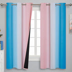 Pink and Blue Ombre Curtains for Bedroom 63 Inch Long | Room Darkening Curtains by ESTELARTEXTILER